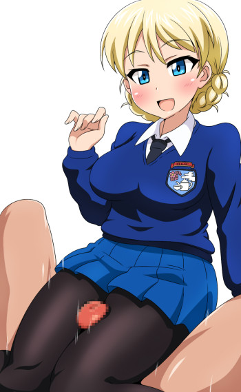 girls und panzer darjeeling thighjob legjob pantyhose stockings anime hentai petting grinding thighs tights
