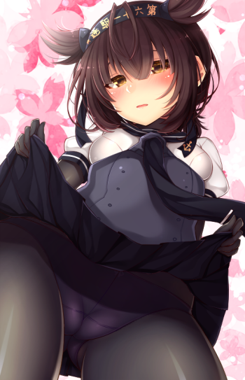 kantai collection hatsuzuki cameltoe pantyhose stockings black tights nylon anime girl bodystocking upskirt
