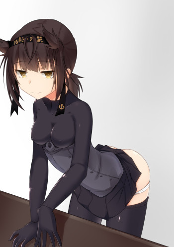kantai collection hatsuzuki pantyhose pull stockings bodystocking boobs nipple ecchi anime girl