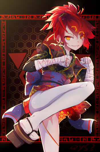 pixiv fantasia white stockings pantyhose tights nylon legs redhair anime girl wafuku redhead