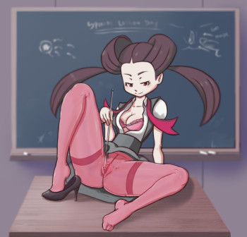 pokemon roxanne hentai pink stockings anime pantyhose tights nylon feet spread legs foot fetish uncensored