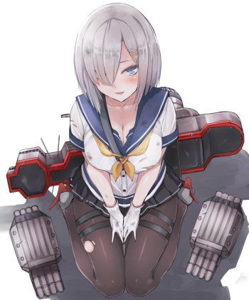 kantai collection hamakaze stockings anime ripped pantyhose legs torn tights