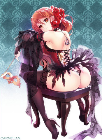 kantai collection littorio stockings thong ass corset lingerie anime girl nylon legs kneesocks thighhighs black panties