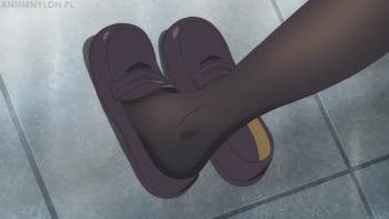 saenai heroine no sodatekata kasumigaoka utaha feet putting shoe pantyhose stockings tights nylon legs
