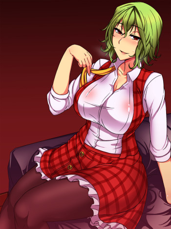 touhou kazami yuuka stockings anime milf girl big boobs thick thighs pantyhose nylon tights